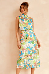 In Gratitude Midi Dress - Aqua Multi