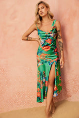 Secret Jungle Midi Dress - Green Multi