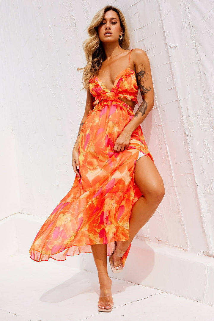 Early Sunset Maxi Dress - Tangerine