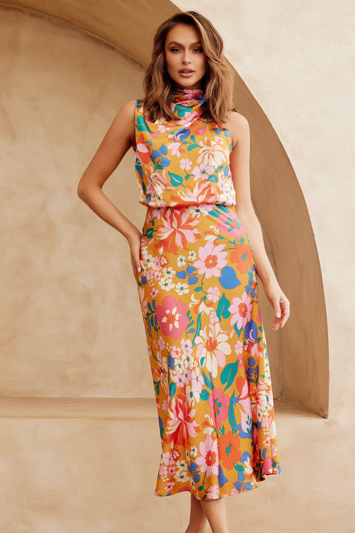 Real Love Midi Dress - Orange Multi