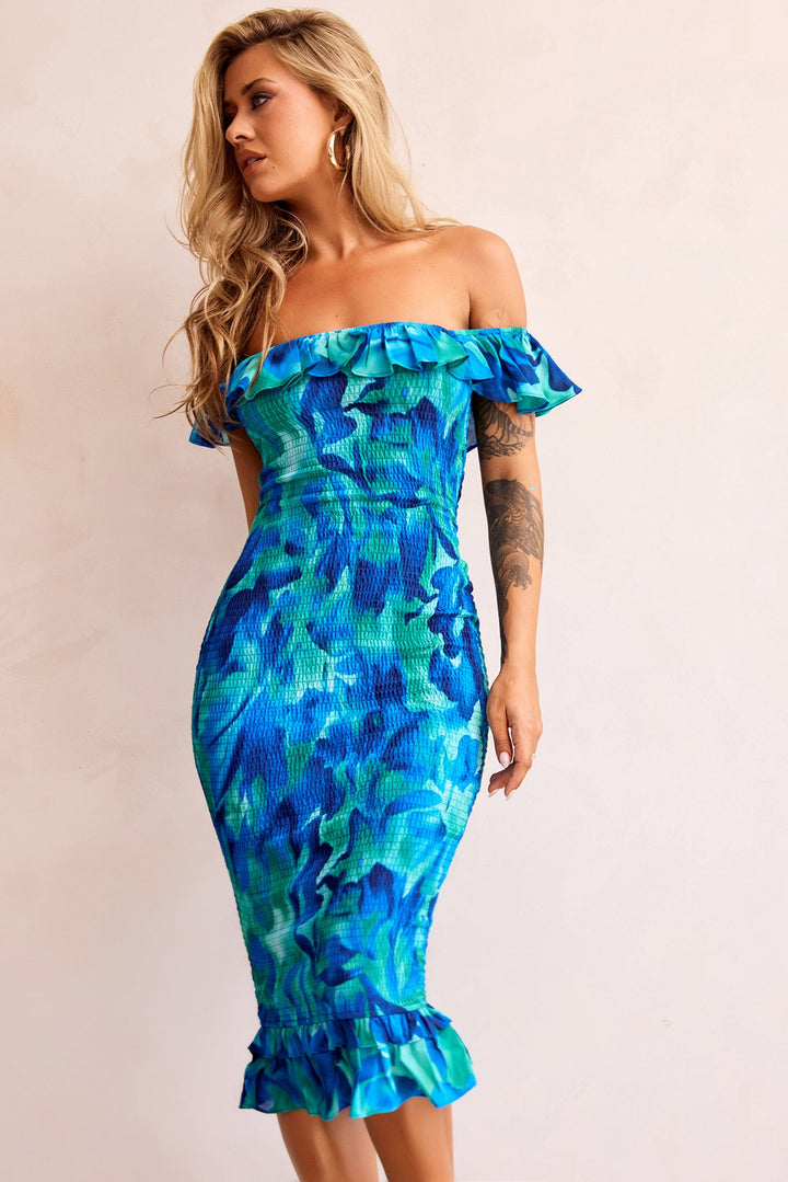 Fireball Midi Dress - Blue Multi