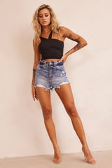 Over Time Denim Shorts - Washed Blue