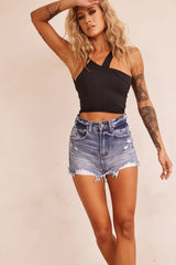 Over Time Denim Shorts - Washed Blue