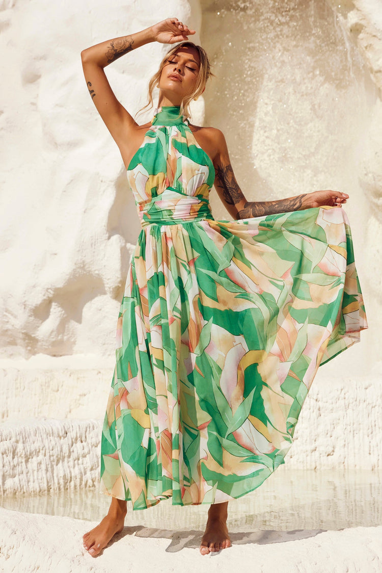 Mullberry Maxi Dress - Green Print