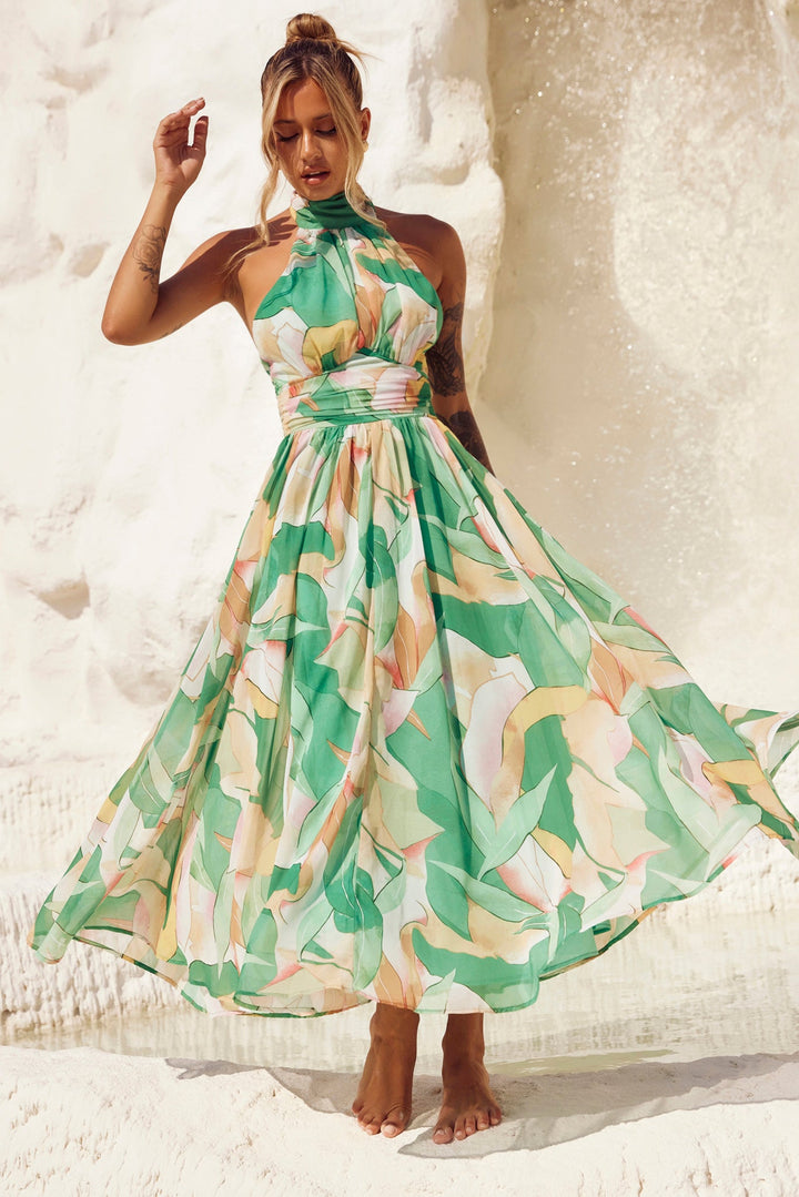 Mullberry Maxi Dress - Green Print