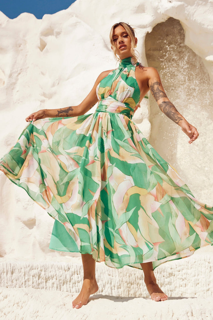 Mullberry Maxi Dress - Green Print