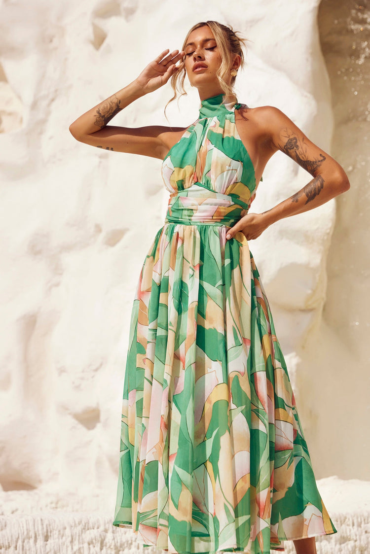 Mullberry Maxi Dress - Green Print