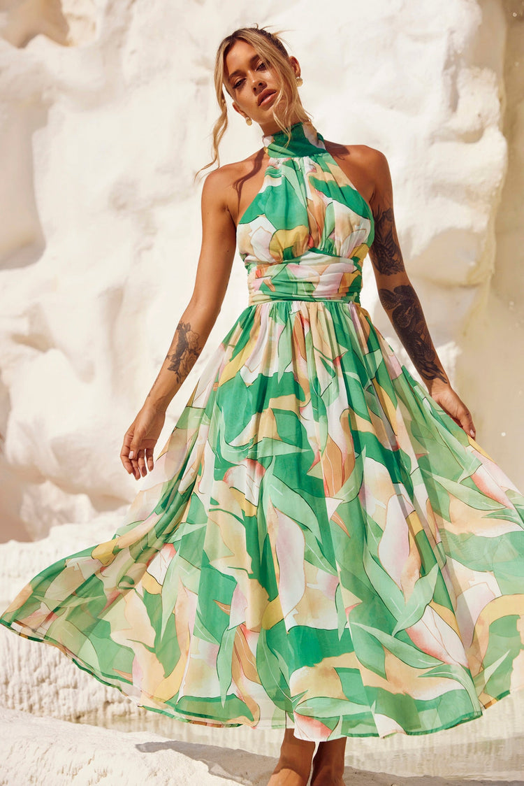 Mullberry Maxi Dress - Green Print