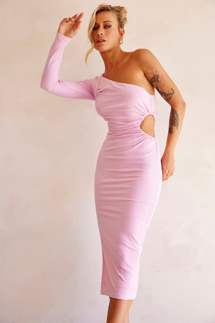 Sheer Glow Midi Dress - Pink