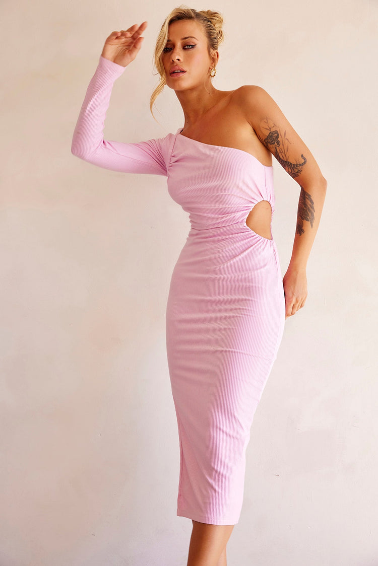 Sheer Glow Midi Dress - Pink