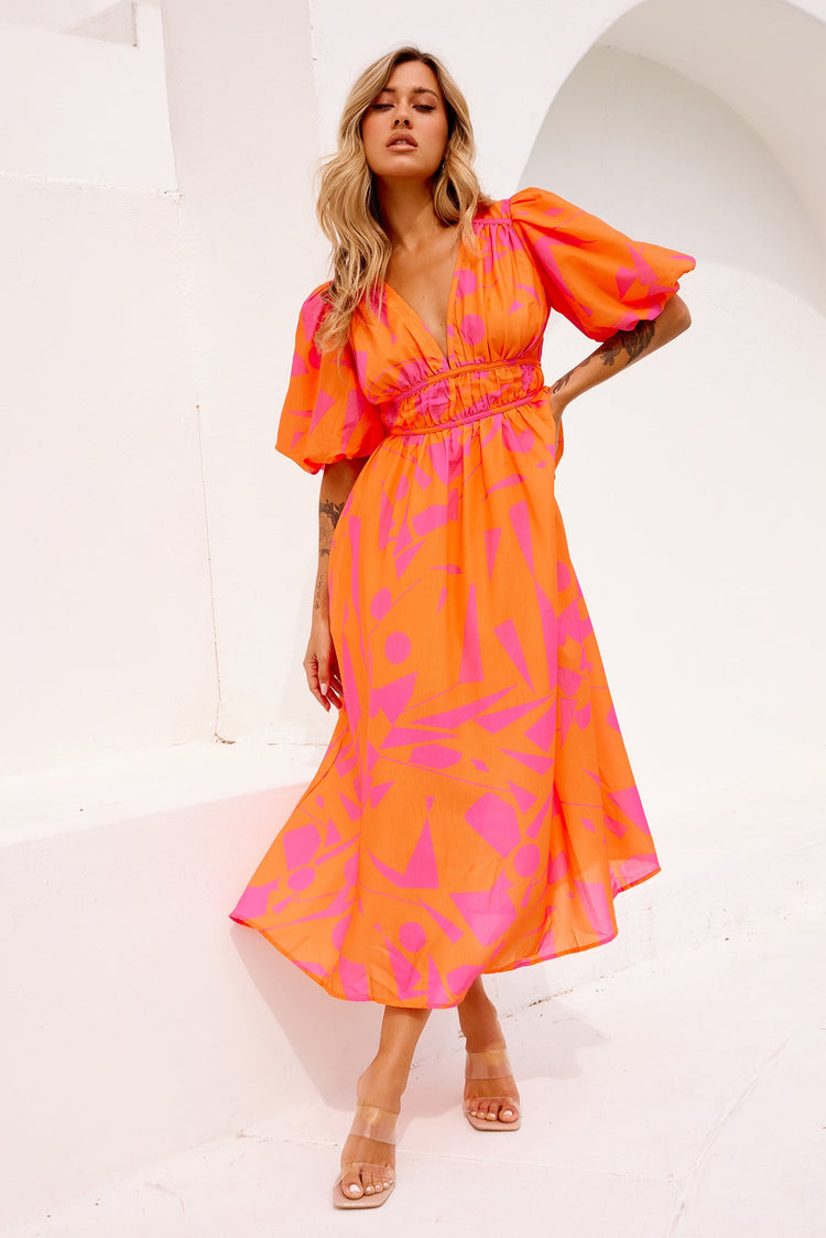 On The Rise Midi Dress - Hot Pink Multi