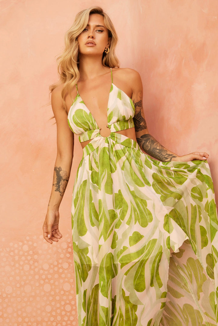 Forest Favors Maxi Dress - Green