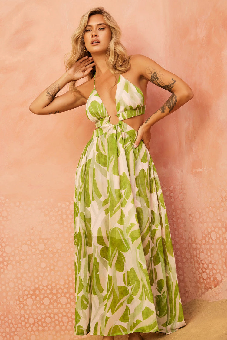 Forest Favors Maxi Dress - Green