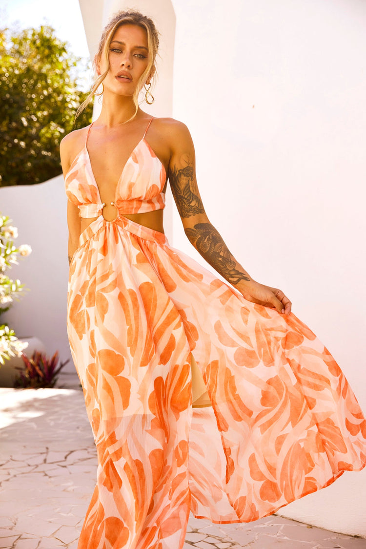 Forest Favors Maxi Dress - Orange