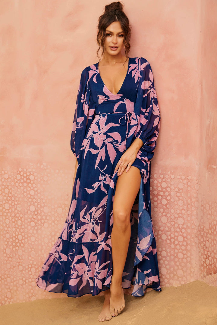 Botanical Blooms Maxi Dress - Navy