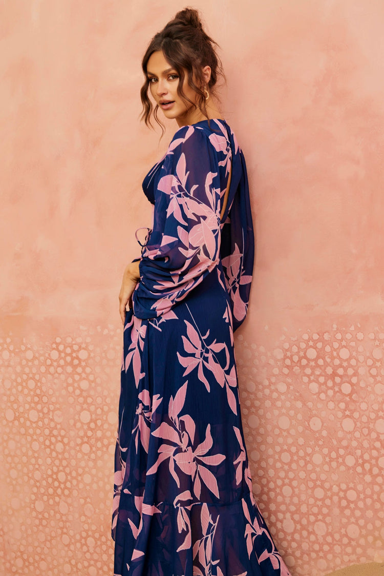 Botanical Blooms Maxi Dress - Navy