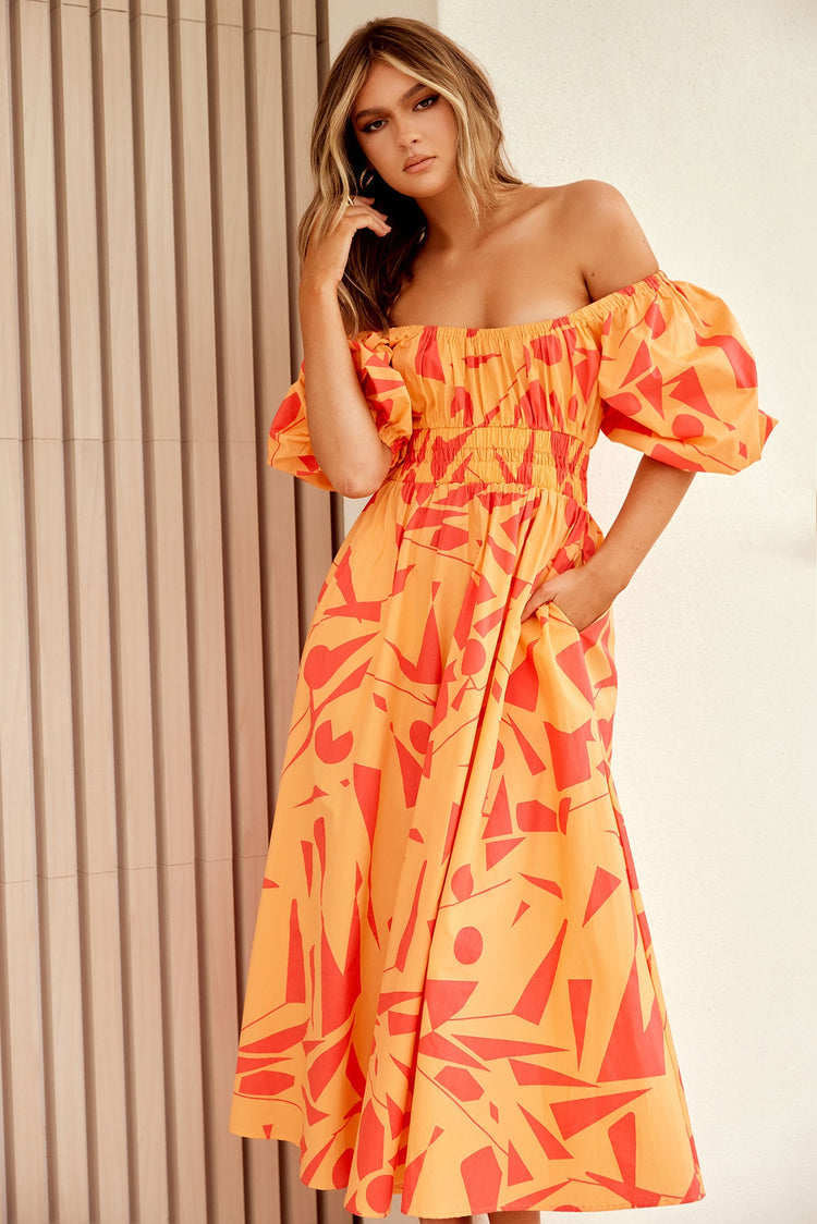 Sonja Midi Dress - Orange Multi