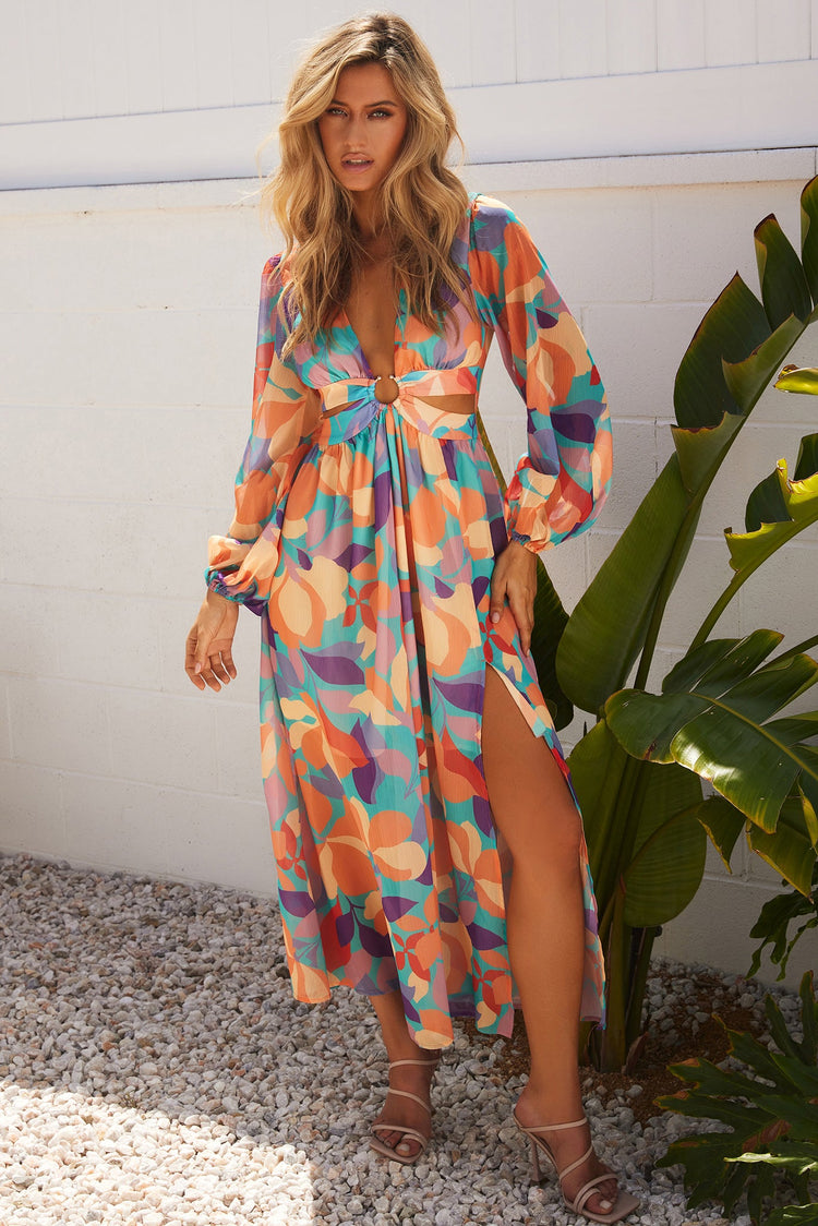 Shooting Stars Maxi Dress - Orange Multi