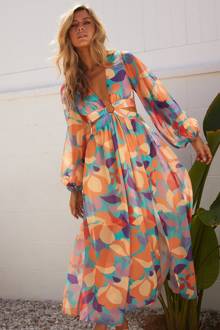 Shooting Stars Maxi Dress - Orange Multi