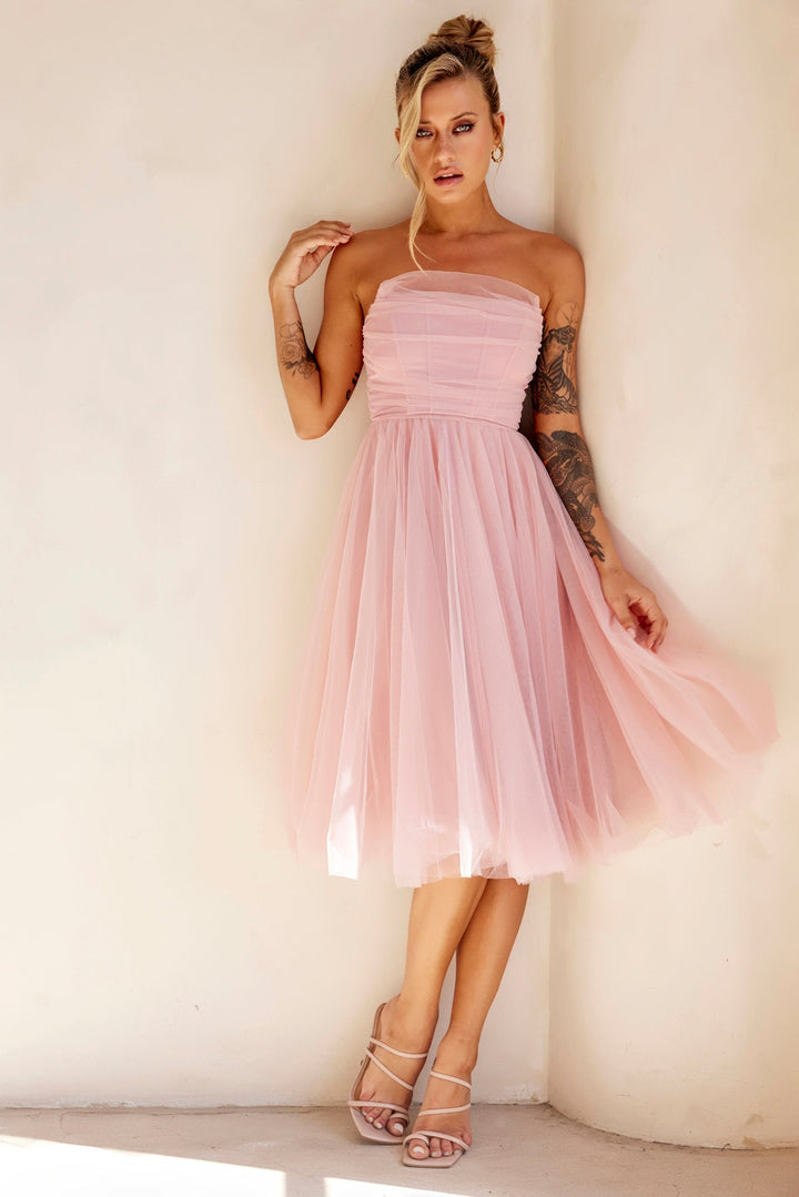 Swingin' It Midi Dress - Blush