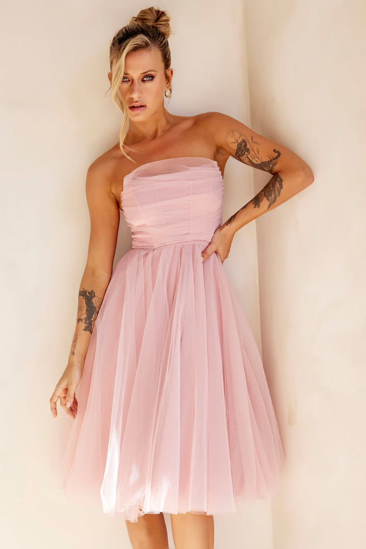 Swingin' It Midi Dress - Blush