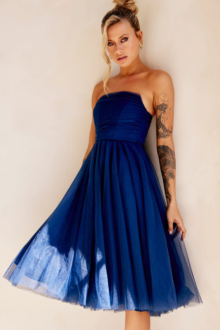 Swingin' It Midi Dress - Navy