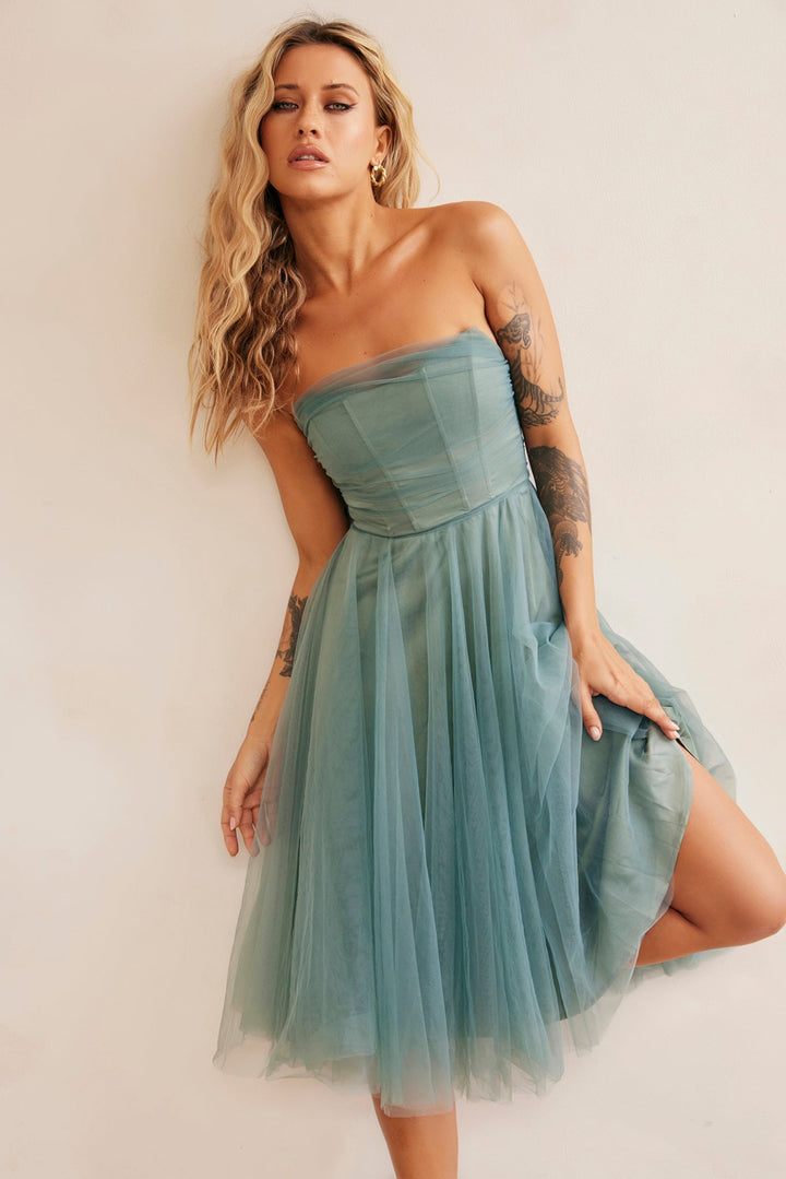 Swingin' It Midi Dress - Sage