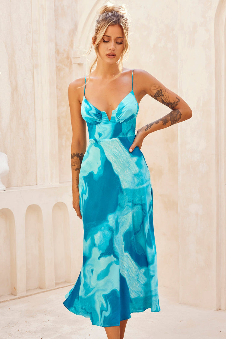 Art Of Love Midi Dress - Aqua