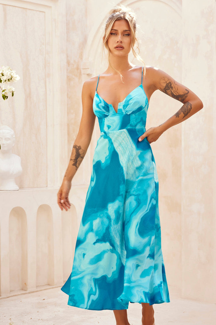 Art Of Love Midi Dress - Aqua