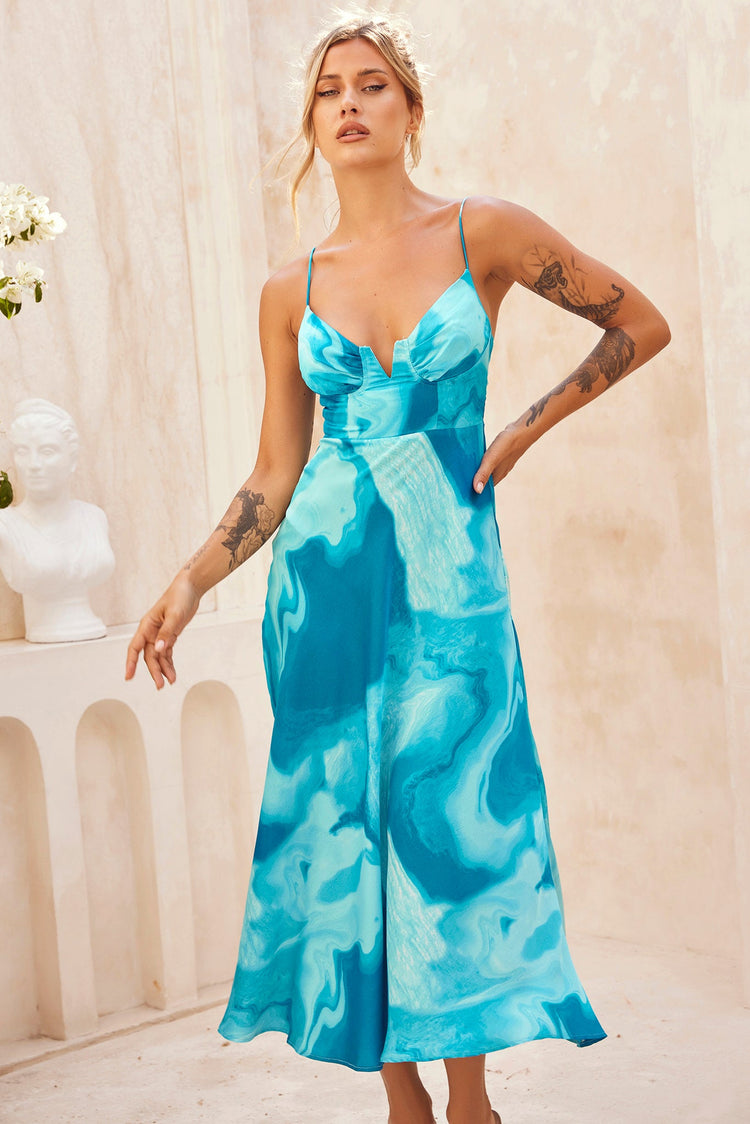 Art Of Love Midi Dress - Aqua