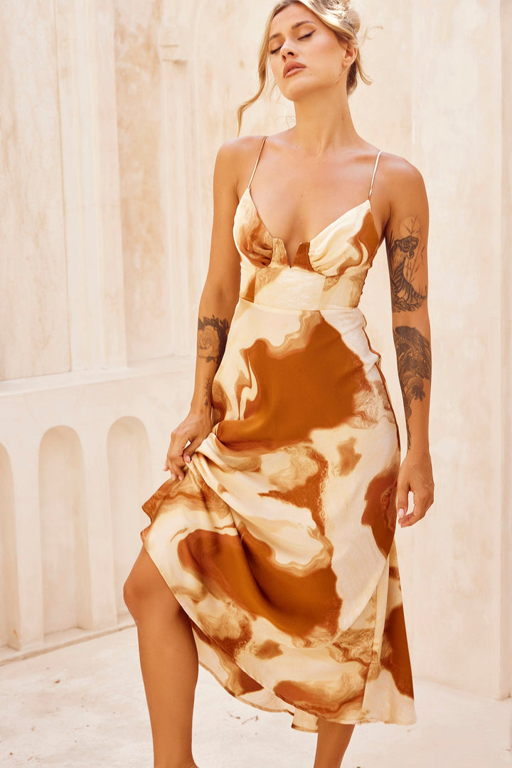 Art Of Love Midi Dress - Tan