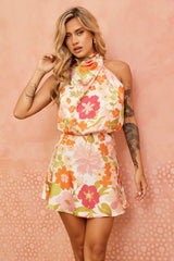 Romance Mini Dress - Orange Multi