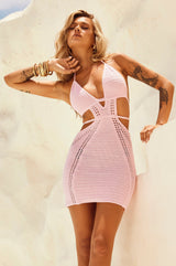 One Naya Crochet Mini Dress - Pink