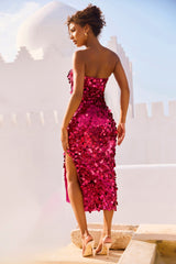 Stay Cute Midi Dress - Hot Pink