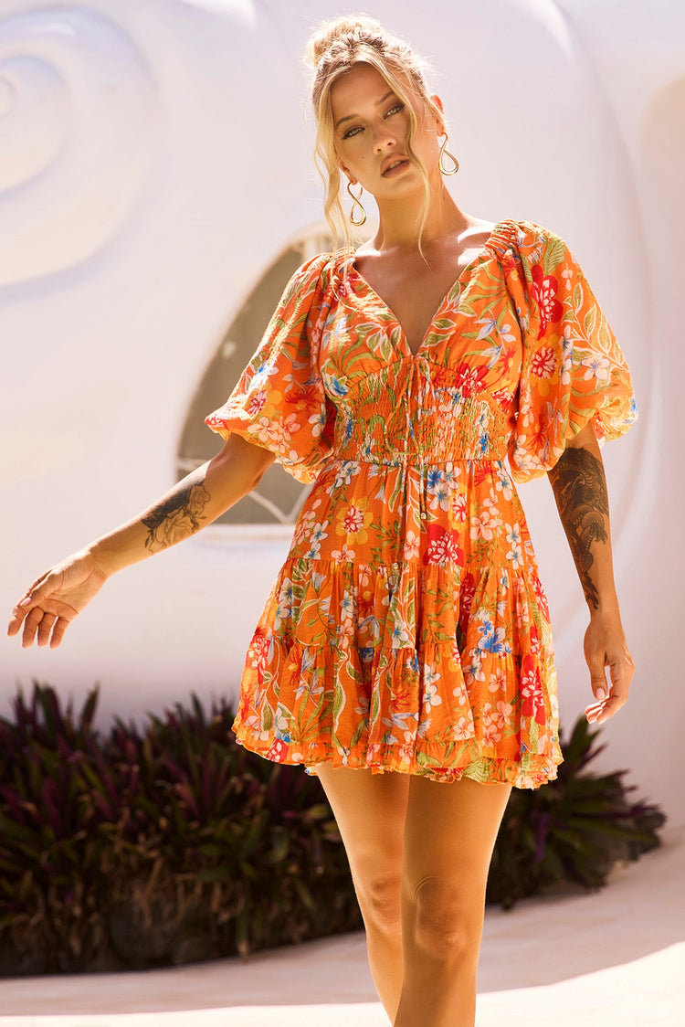 Hot Movement Mini Dress - Orange Multi