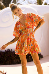 Hot Movement Mini Dress - Orange Multi