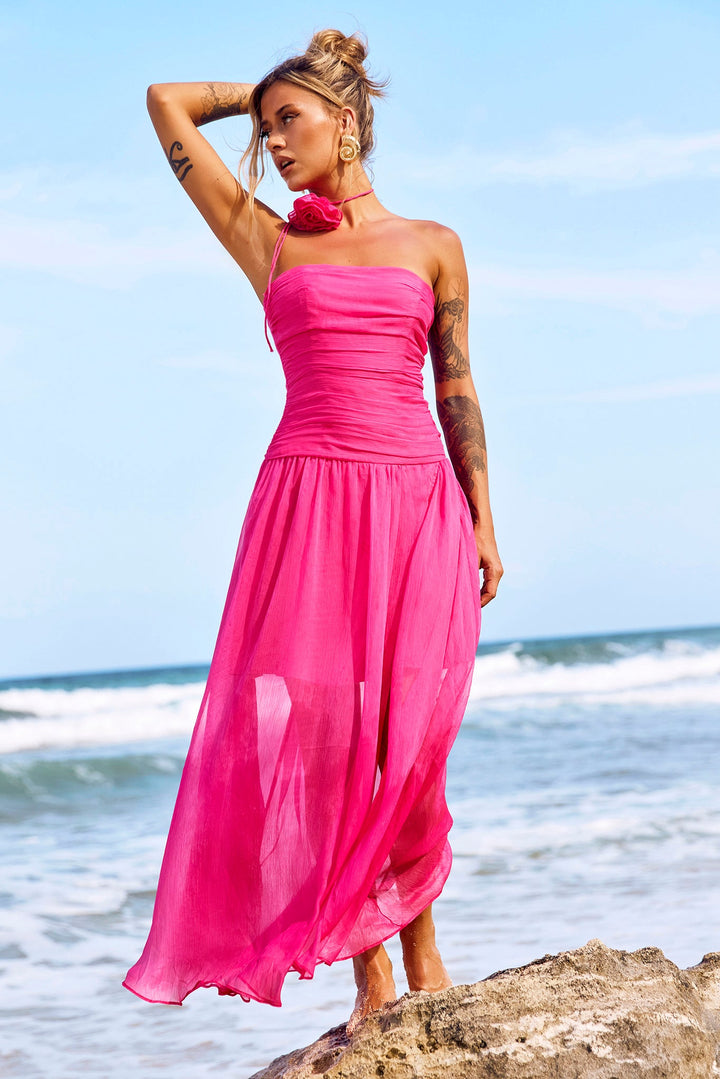 The Briana Maxi Dress - Hot Pink