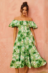 Londyn Midi Dress - Green Multi