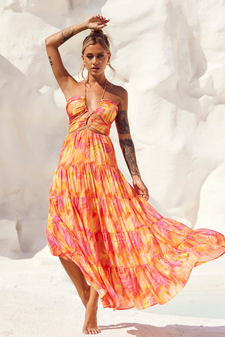 Dreamy Sun Maxi Dress - Orange Multi