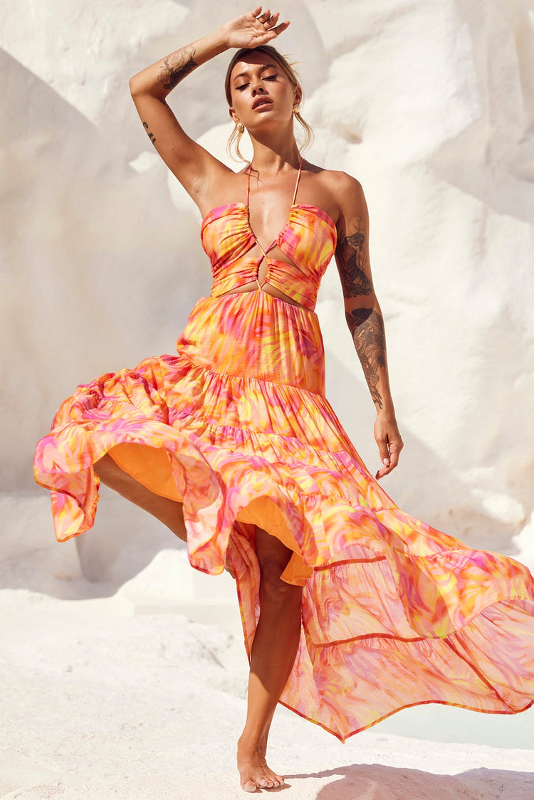 Dreamy Sun Maxi Dress - Orange Multi