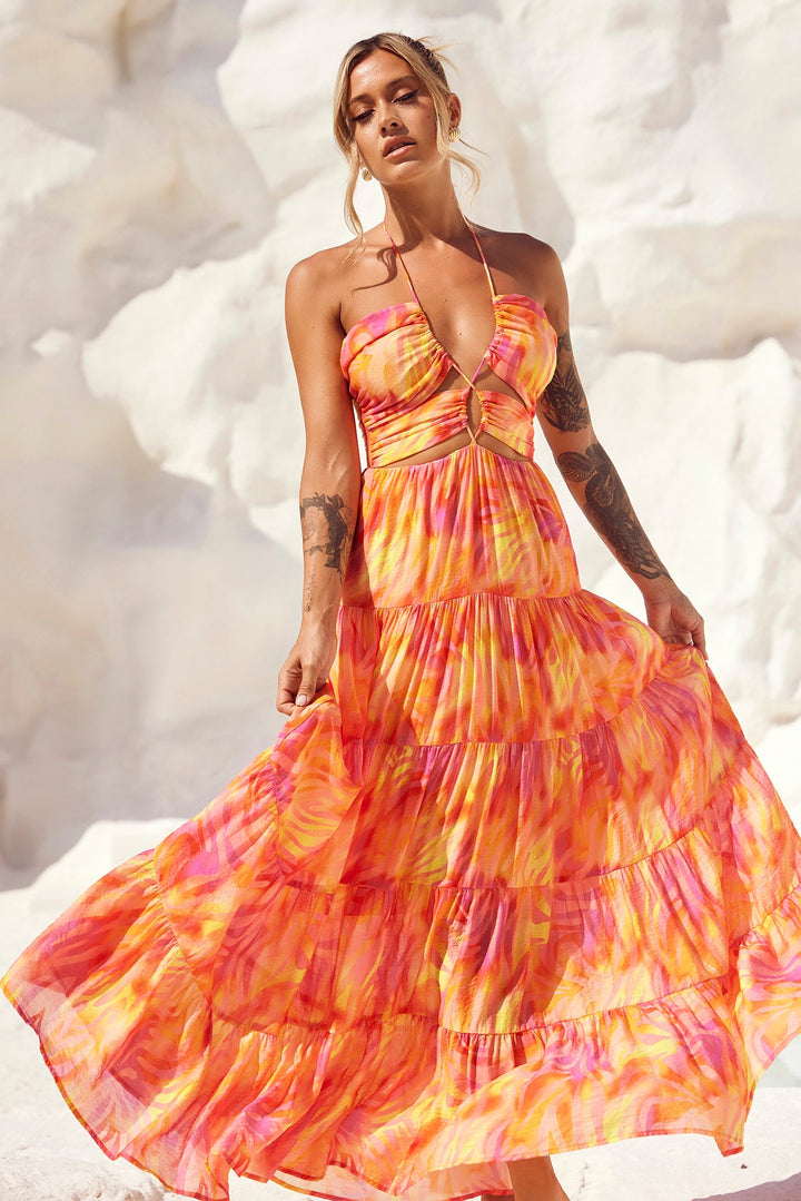 Dreamy Sun Maxi Dress - Orange Multi