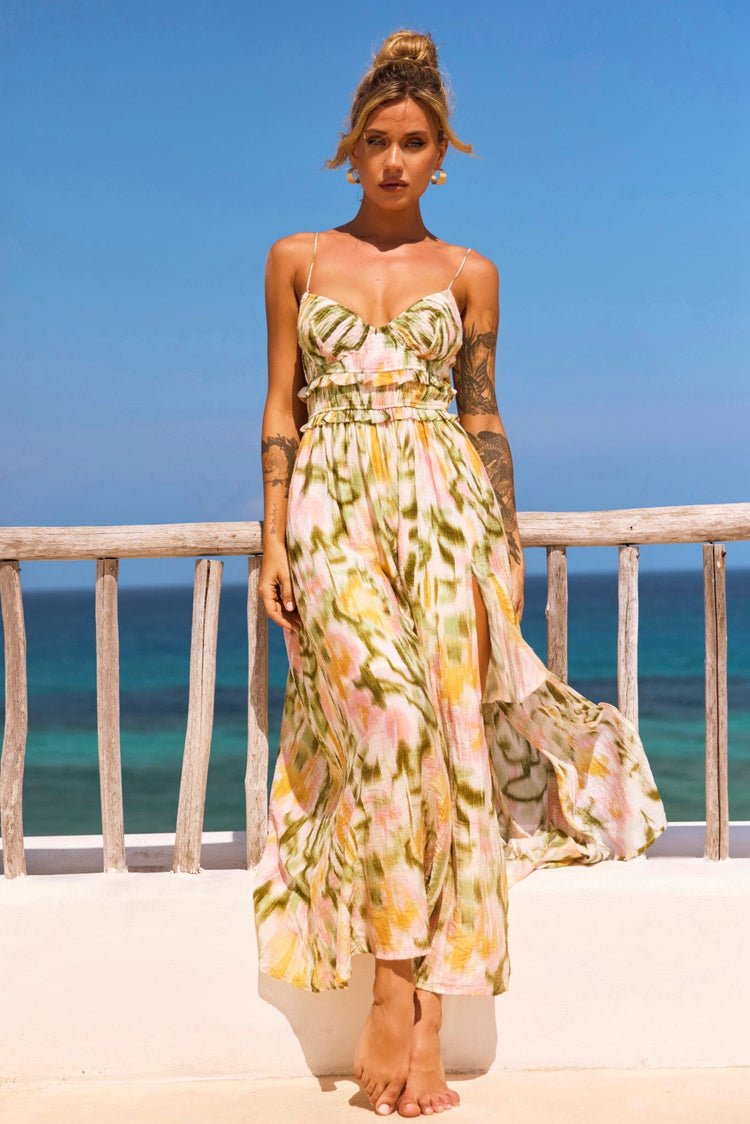 Sun Lover Maxi Dress - Green Multi