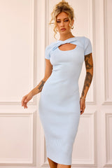 Perfect Rosey Knit Midi Dress - Blue