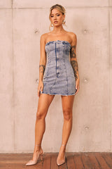 Sunrays Denim Mini Dress - Blue