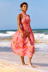 Date Picking Midi Dress - Pink