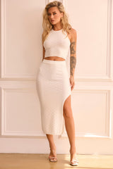 Be My Girl Knit Midi Skirt - White