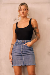 Easy Trust Denim Mini Skirt - Washed Blue