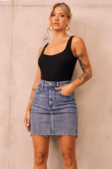 Easy Trust Denim Mini Skirt - Washed Blue