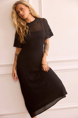 Rosalyn Crochet Maxi Dress - Black