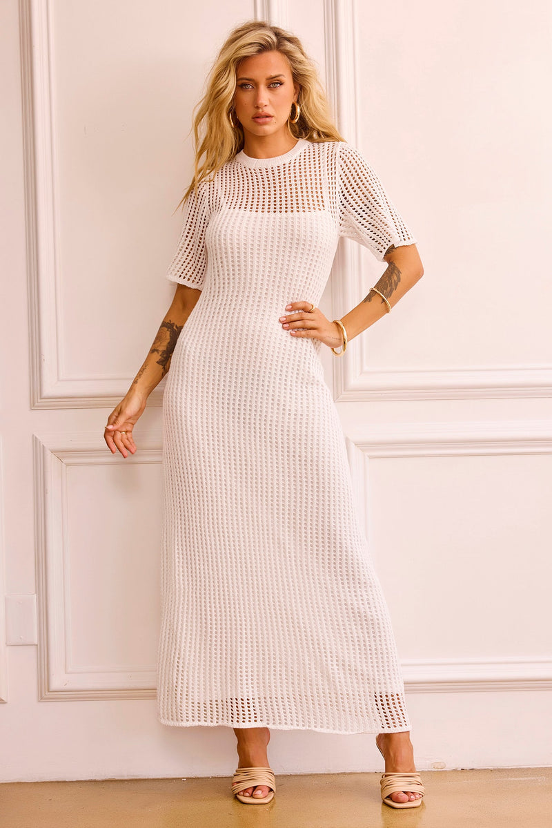 Rosalyn Crochet Maxi Dress - White